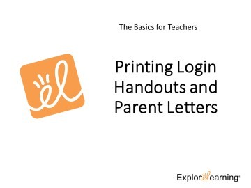Reflex Basics - Printing Login Handouts and Parent Letters
