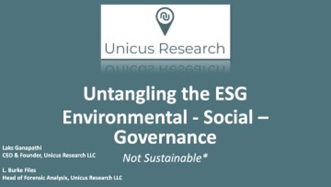 Jan 20: Unicus ESG Series | Episode 1: Untangling the ESG